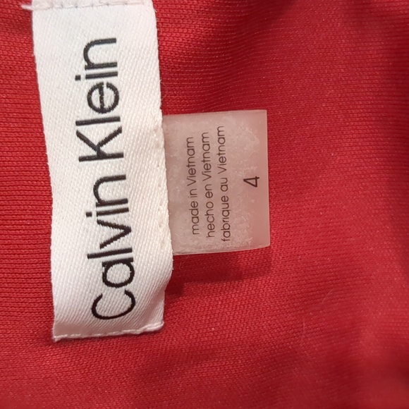 Calvin Klein Deep Red Velvet High Neck Sleeveless Dress Size 4 - Picture 3 of 6